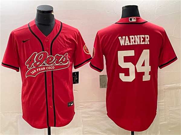 Men%27s San Francisco 49ers #54 Fred Warner Red Cool Base Baseball Limited Jersey